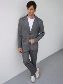 Manfinity Mode Men's Solid Color Simple Daily Suit Set