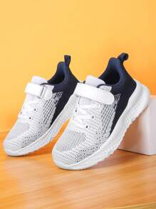 男童时尚透气休闲运动跑步鞋，春季 - 藍白色 - 查看 3