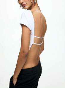 SHEIN Unity Women's Sexy Multicolor Backless T-Shirt - Multicolor - View 5