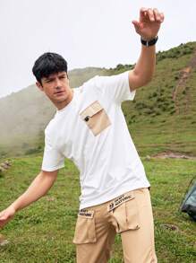 In My Nature Men's Simple Design Pocketed Stylish Sports & Outdoor T-Shirt For Summer - Multicolor - View 4