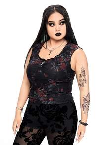 ROMWE Goth 大尺碼性感方領十字吊墜露背西裝背心 - 彩色 - 查看 4