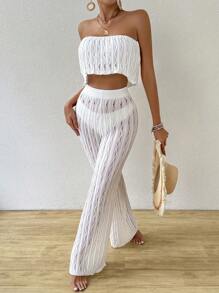 Swim Vcay Ladies' Plain & Simple Daily Jumpsuit & Coat Set Summer - White - View 1