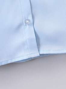 SHEIN Elladie kids 年輕女孩純色簡約日常襯衫 - 淺藍色 - 查看 4
