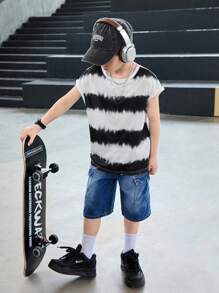 SHEIN 1件装青少年男童宽松无袖背心，清凉时尚青少年男童夏季上衣 - 白色 - 查看 3