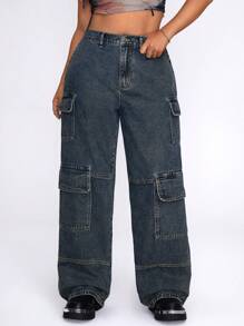 Pantalones de trabajo de mezclilla lavada de talla grande