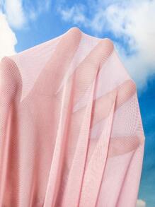 SHEIN Swim Solid Color Shirred Puff Sleeve Cover-Up For Summer - Pink - View 8