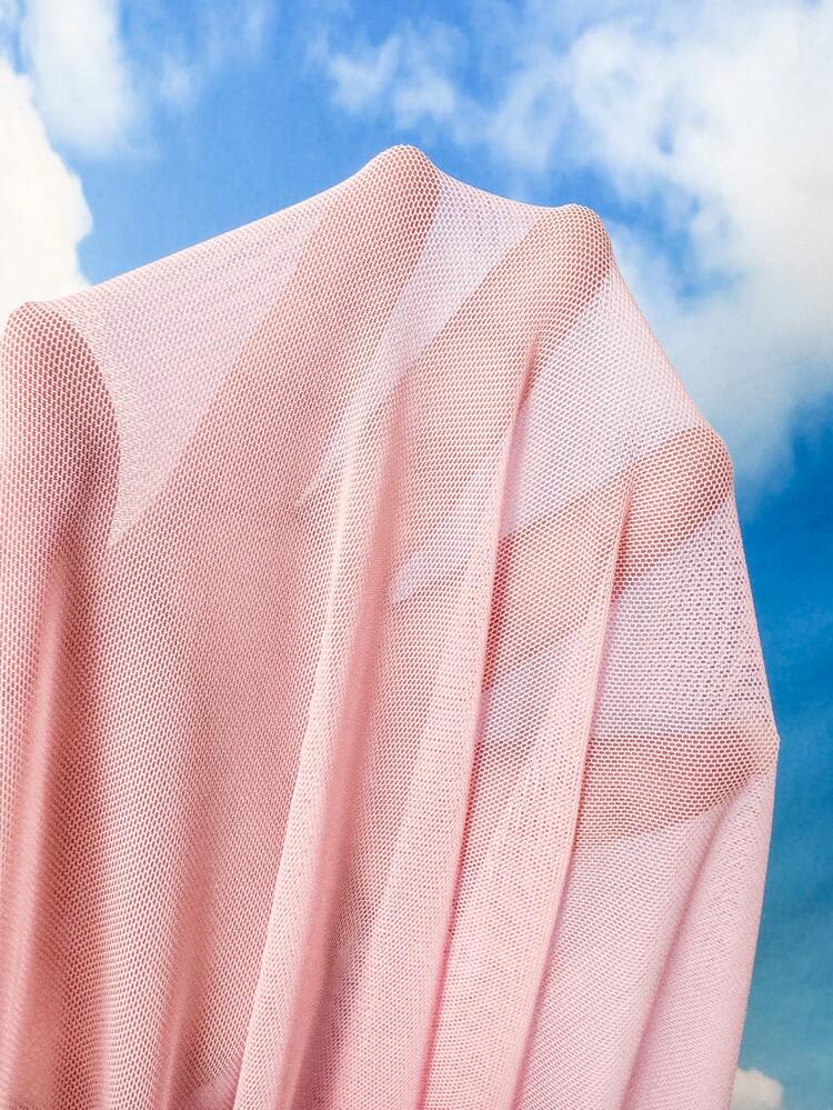 Solid Color Shirred Puff Sleeve Cover-Up For Summer