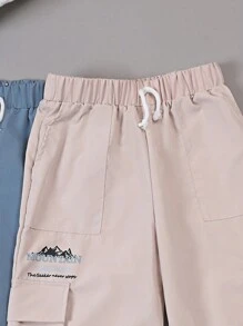 2pcs Tween Boy Casual Multi-Colored Sports & Outdoor Pants Set - Multicolor - View 4