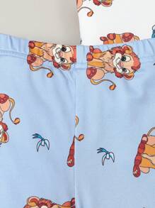 2pcs Baby Boys' Cute Lion Print Short Sleeve Shorts Pajama Sets, Snug Fit Casual Loungewear - Multicolor - View 5