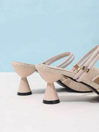 女士春秋新款尖头半拖鞋高跟鞋，两穿式，优雅穆勒鞋