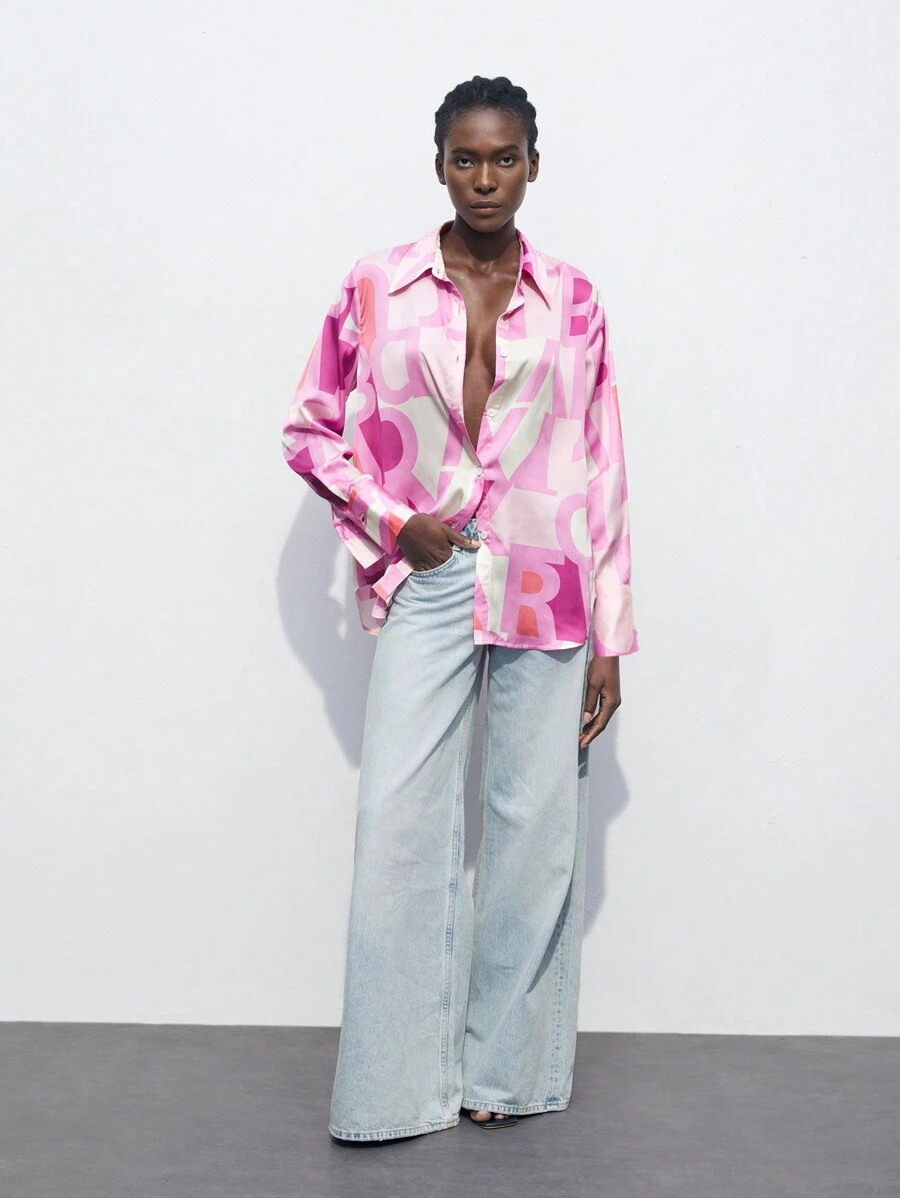 Maija Women's Random Printed Simple Style Long Sleeve Shirt For Daily Wear