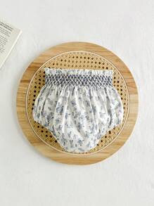 Cozy Pixies Baby Girl Casual And Versatile Ruffle Edge Bloomer Shorts In Various Patterns - Blue - View 2