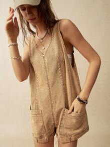 Bohemela Vacation Khaki Backless Romper For Women - Khaki - View 5