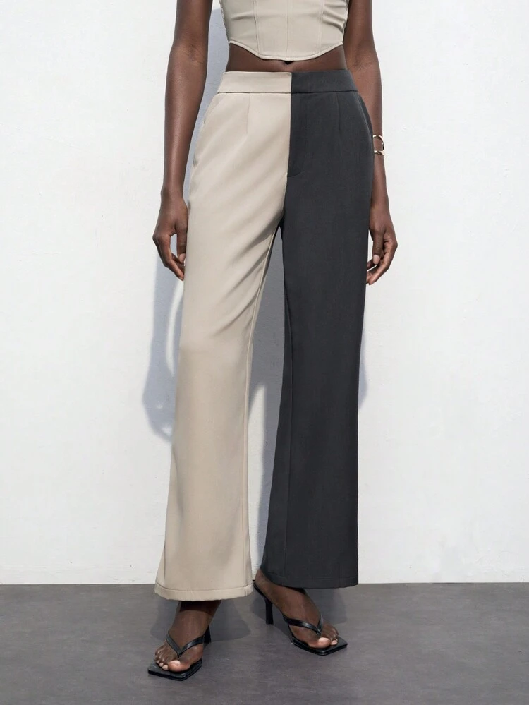 SHEIN Maija Damskie spodnie typu casual w bloki kolorów, odpowiednie do dojazdów do pracy