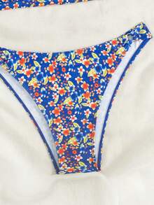 SHEIN Swim 女士夏季沙灘小碎花性感比基尼套裝，隨機印花，2件裝 - 彩色 - 查看 5