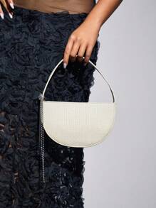 SHEIN SXY Bolso de mano medio redondo para mujer, adecuado para uso diario - Blanco - Ver 2