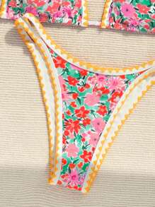 Swim Mod Women's Summer Beach Floral Print Sexy Bikini Set, Random Print - Multicolor - View 4