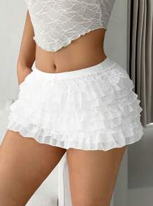 Sweetina 多層花邊拼接蛋糕低腰超短褲