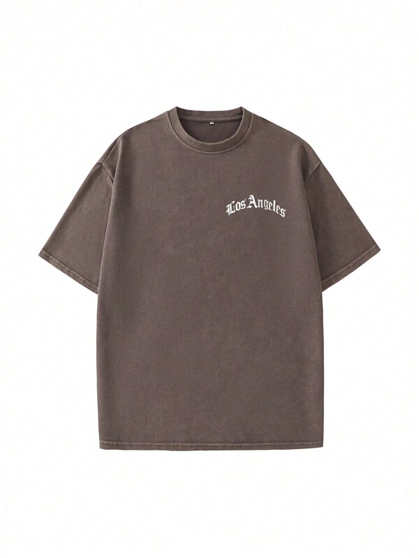 Men's Summer Fun Letter Print Drop Shoulder T-Shirt