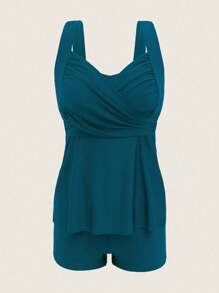 Swim Lushoire Conjunto de tankini de unicolor para mujer para playa de verano