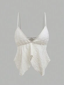 Lunelith SHEIN Lunessa Camiseta de tirantes de verano con dobladillo asimétrico de unicolor