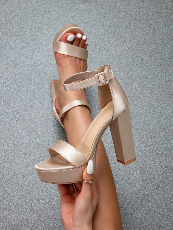 Sandalias con plataforma impermeables de tacón grueso con correa para el pie y con tiras, tacones altos de moda para mujer para fiestas y bodas en primavera