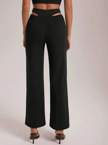 Aloruh Women's Black Sexy 2 In 1 Long Pants - Black - View 2