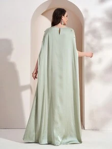 Women's Summer Round Neck Rhinestone Embellished Casual Dress - Green - View 2