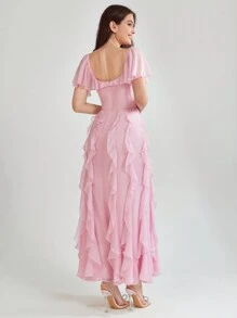 Enchnt 女性夏季蕾絲休閒假日風格連衣裙 - 粉色 - 查看 2