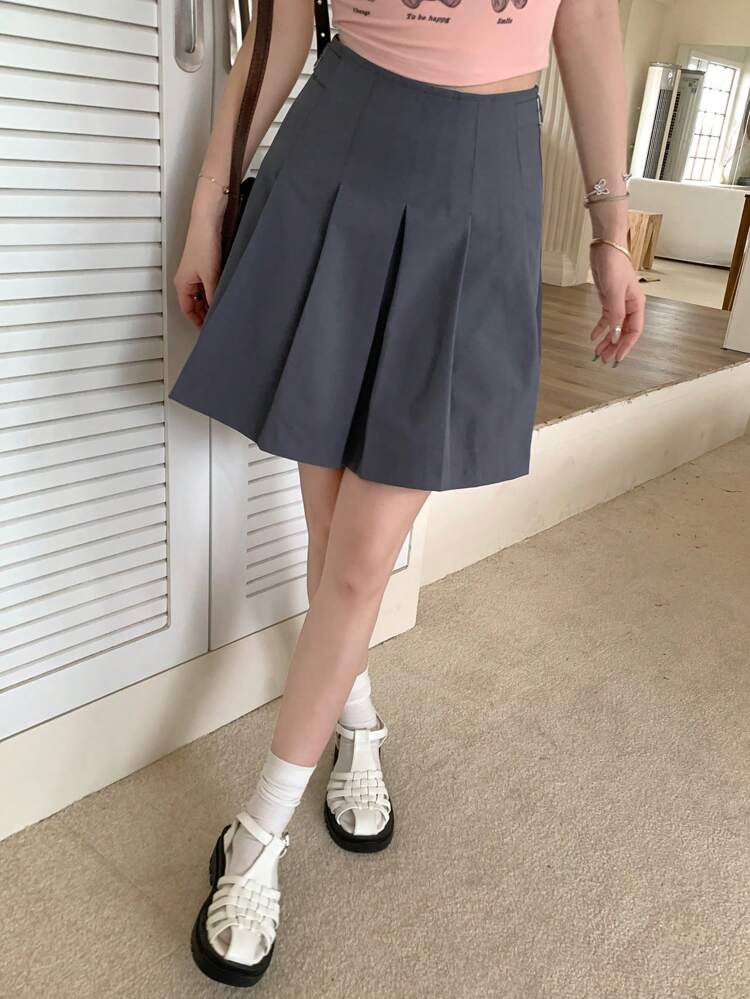 Women's Simple College Style Solid Color A-Line Skirt Fall Skirts