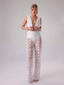 MUSERA Mono de gasa floral con escote bajo, elegante estilo bohemio para el verano y vacaciones