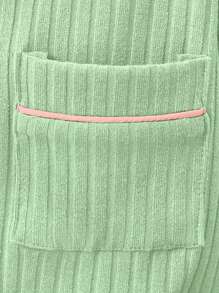 Tween Girl, cu dungi verzi, top cu mânecă scurtă și pantaloni lungi, set casual din două piese, cu buzunare, îmbrăcăminte de relaxare