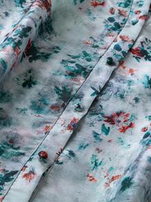 SHEIN LUNE Plus Size Tie-Dye Vacation & Casual Shirt With Notch Neckline, Linen-Like Fabric