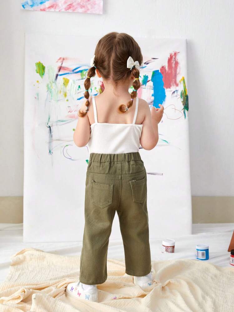 Baby Girl Y2K Street-Style Cool  Green Butterfly Printed Ripped Straight Jeans
