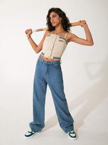 GAWX Artist 女士条纹印花吊带吊带上衣，适合夏季、假日、度假、海滩、外出、节日、伊比沙岛装扮、西方服饰 - 杏色 - 查看 5