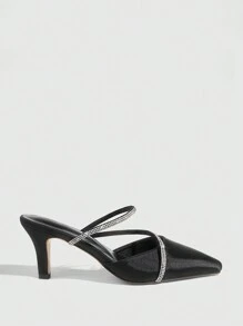 CUCCOO CHICEST Women Shoes, Fashionable Black Rhinestone Spring/Summer High Heels For Ladies Halloween - Black - View 4