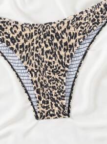 Women's Summer Beach Leopard Print Cross Halter Neck Sexy Bikini Set, Random Print - Multicolor - View 4