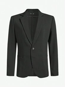 AKNOTIC Business Casual 易護理2入組男士老錢風格商務休閒織物西裝外套和拉鍊腰部長褲套裝，適用於春秋時節，適用於職場 - 黑色 - 查看 6