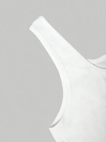 Sweetra Summer Casual Fashion Plus Size Solid Color Slim Fit Tank Top - White - View 3