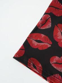 Funny Cute Men's Knitted Fabric Trunks With Multicolor Kiss Lip Print And Tape Details - Multicolor - View 5