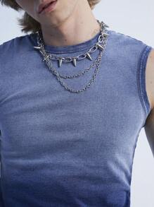 Manfinity Roghcode Men's Summer Y2K Street Style Ombre Patched Denim Vest - Light Wash - View 7