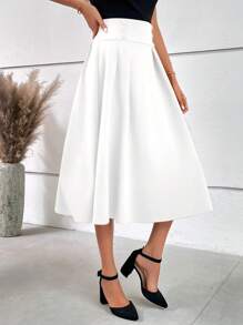 SHEIN MOD Váy thường ngày nhiều nút màu trơn đơn giản cho nữ - trắng - Xem 6