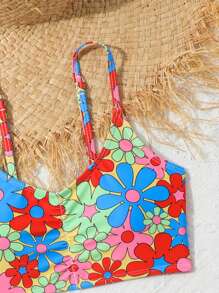 Ensemble de bikini coloré imprimé aléatoire pour fille pré-adolescente