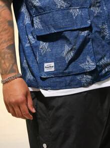 Manfinity VCAY Men's Woven Solid Color Sleeveless Regular Fit Vest With Pentagram Print, Casual Plus Size, Suitable For Daily Wear In Spring And Summer - Blue - View 2