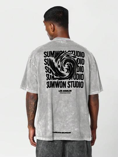 SUMWON 适合日常穿着的带图案印花的水洗 T 恤