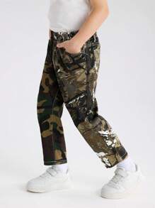 Jungen Street-Style Camouflage Jeans mit Farbblock