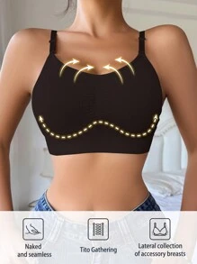 Women's Seamless Wire-Free Light And Comfortable Bra - Black - View 5