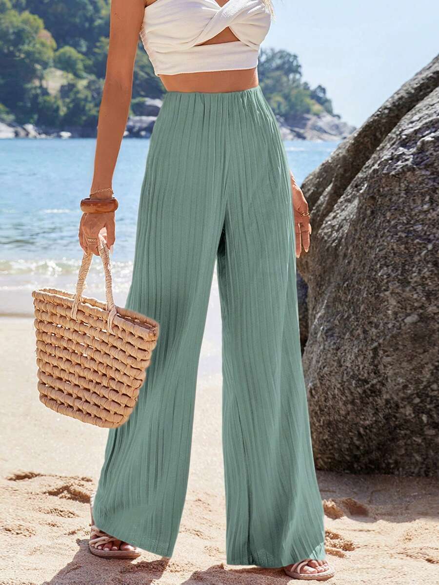 EURMUSE 寬腿褲，打摺面料