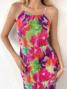 Chiquease 女款花卉染色褶皺休閒背心裙（隨機圖案） - 彩色 - 查看 1