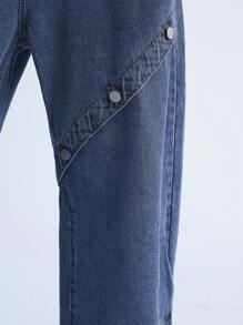 Manfinity EMRG Y2K Retro Street Style Men's Light Blue Asymmetric Wide Leg Baggy Jeans - Medium Wash - View 5